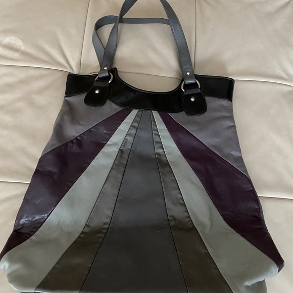 Colorblock handbag - Dark/light grey and dark/light violet - Picture 1 of 5